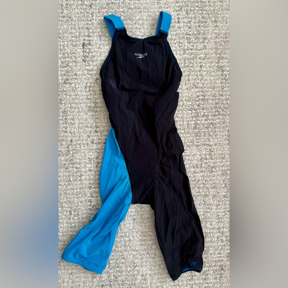 Speedo Kids Black and Blue Swim Tech Suit
